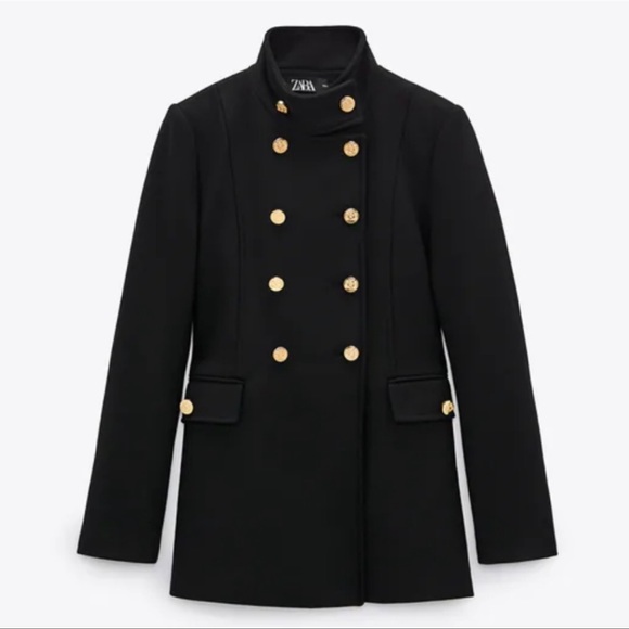 Zara Jackets & Blazers - ZARA GOLD BUTTON WOOL BLEND COAT